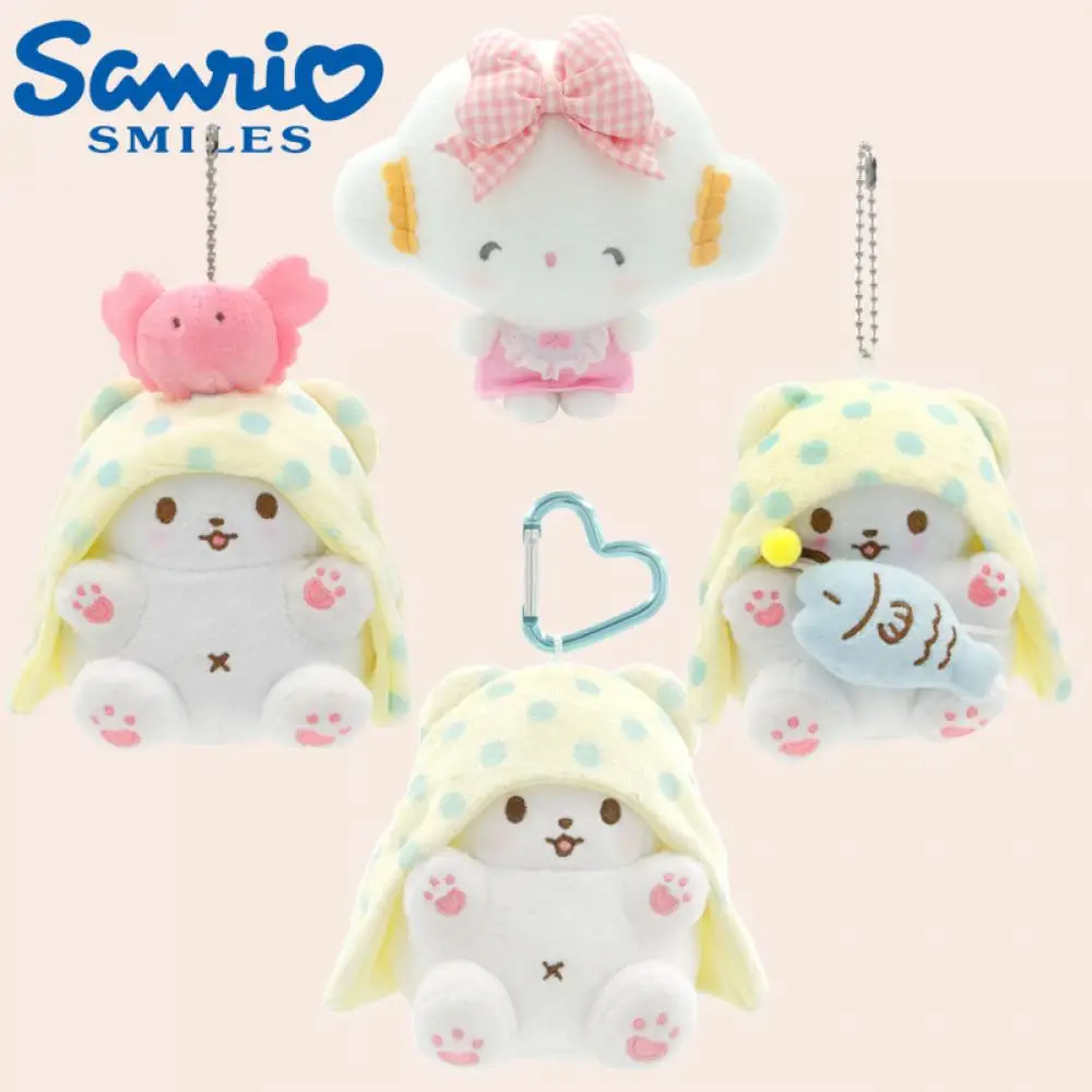 10cm sanrio marumofubiyori pingente de pelúcia amantes chave fivela boneca de pelúcia dos desenhos animados anime periferia crianças brinquedo um presente de aniversário