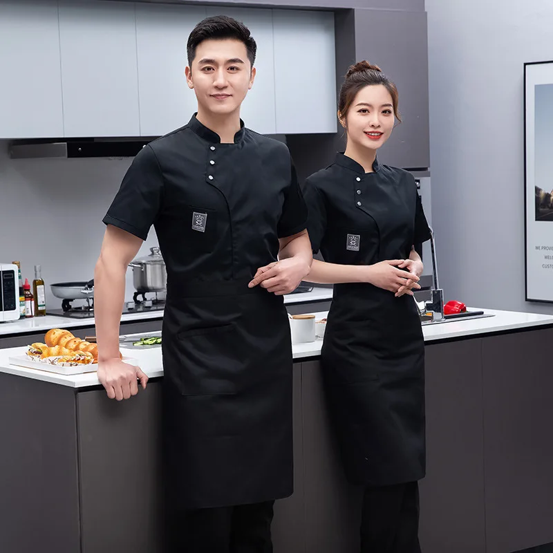 Chinese Style Chef Overalls Men's Short Sleeve Summer Breathable Chain Restaurant Hotel Kitchen Dining Baker Clothing