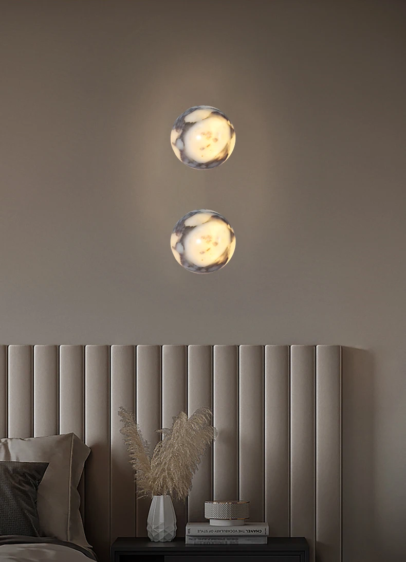 Natural Marble Ball Wall Lamp G9 Bulb Personalized