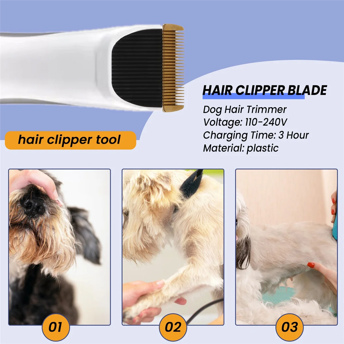 Professional Pet Tesoura, cabelo elétrico Clipper Trimmer, cães máquina de corte, cerâmica Titanium Knife, RFCD-9100 9600