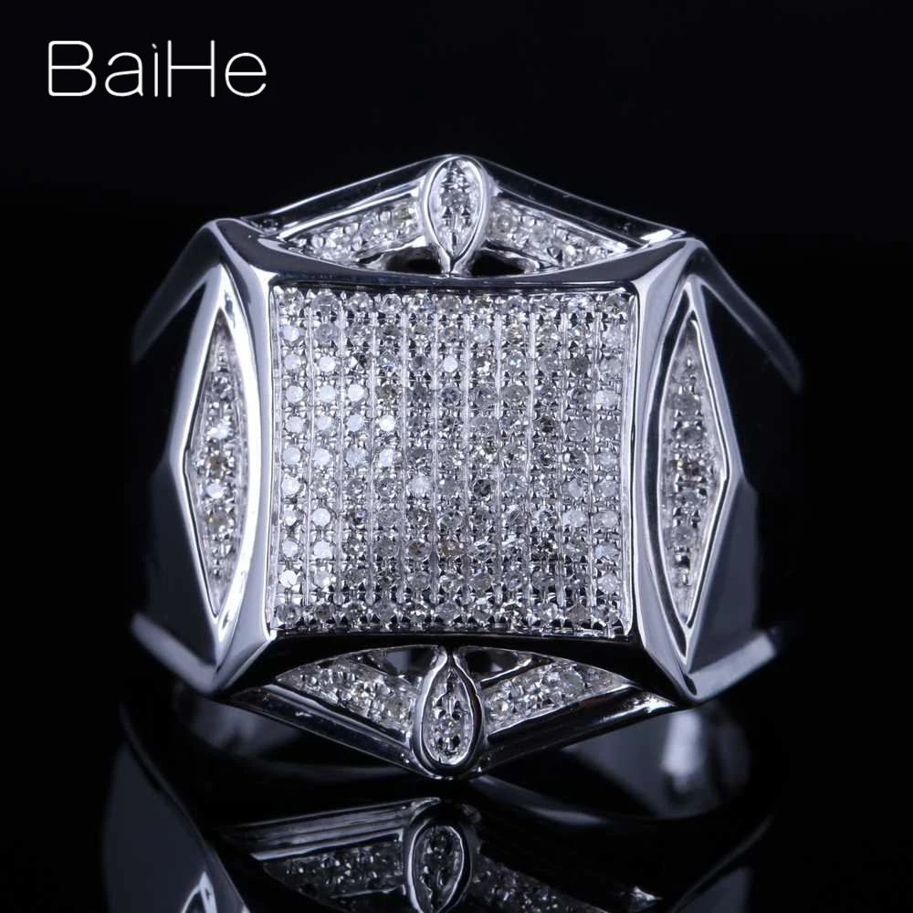 

BAIHE Sterling Silver 925 H/SI Natural Diamond Ring Men Trendy Party Wedding Fine Jewelry Making Bague diamant Anillo Cincin