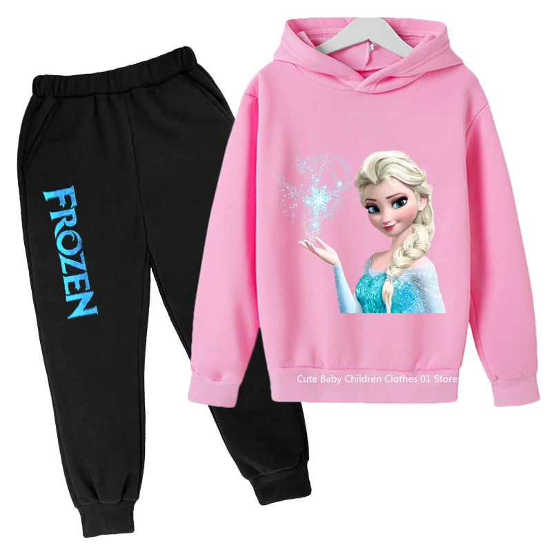 Frozen Hoodie Set Kids Clothes Girls Clothing Fashion Baby Boys Clothes Autumn Warm Elsa Sweatshirt Children Tops