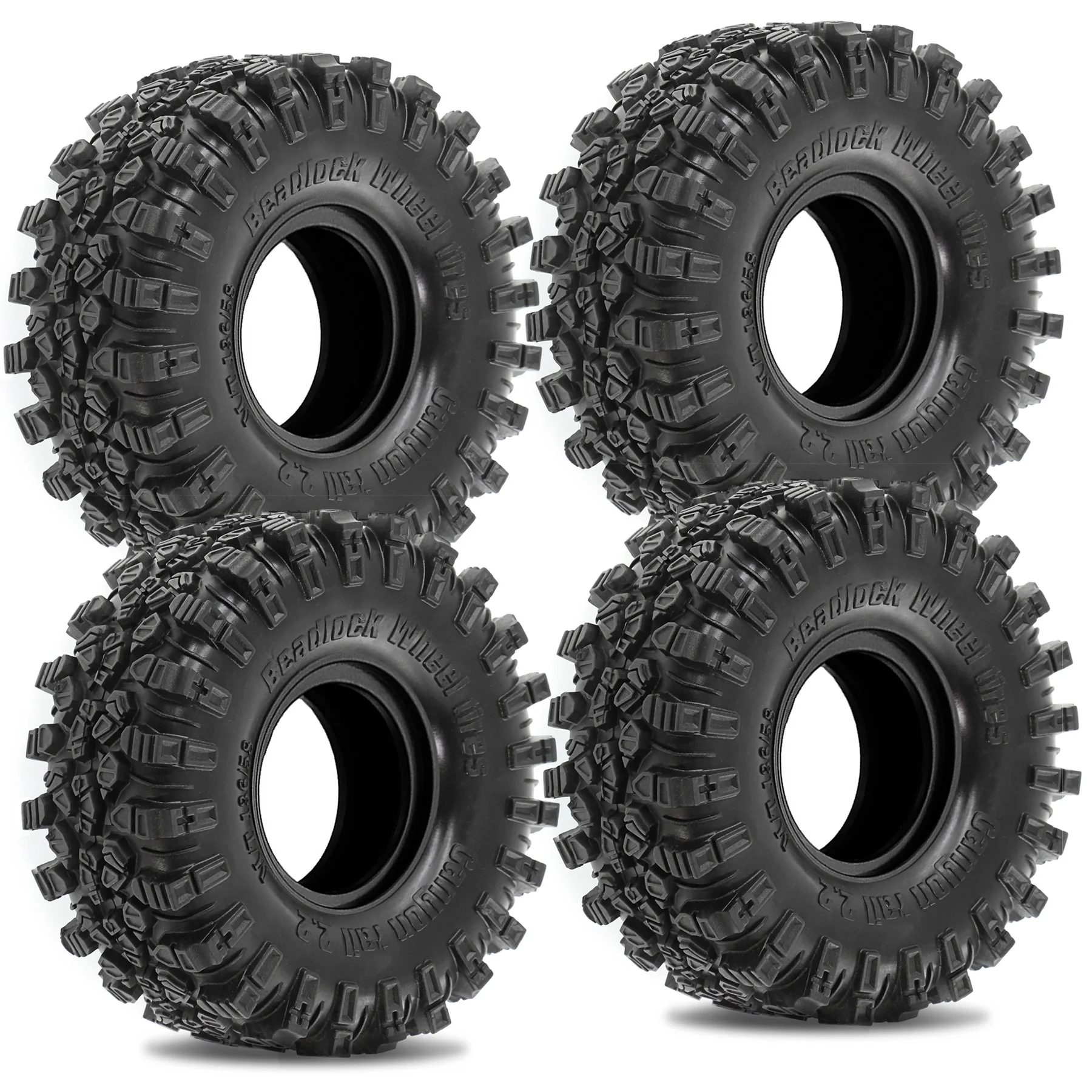 2.2'' 2.2'' 비드록 휠용 크롤러 고무 타이어 1/10 1/8 크롤러 자동차 SCX10 90047 D90 TF2 CC01 TRX4 TRX6 Redcat Racing TC8