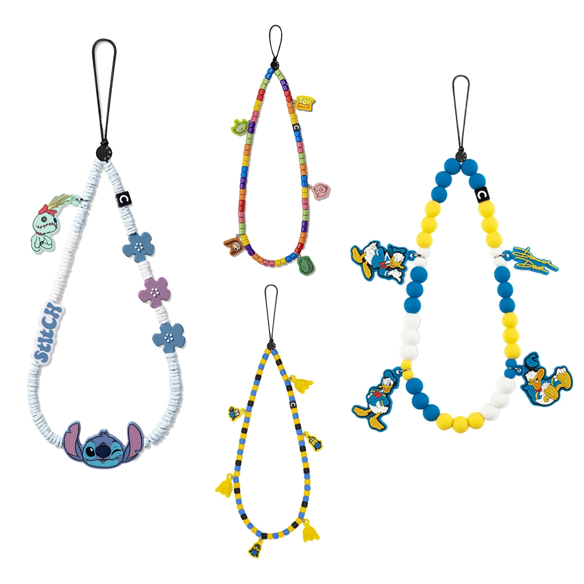 

Disney Donald Duck Toy Story Stitch Phone Charm Cartoon Kawaii-Key Chain For Bag Accessory Women For IPhone Samsung Phone Case