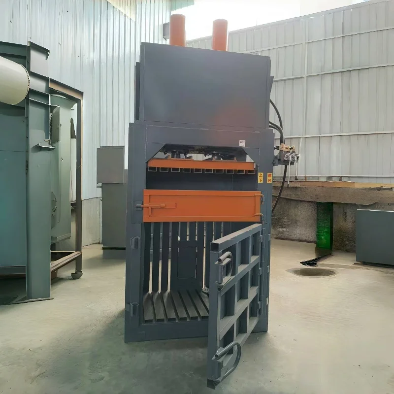 2025 10-100T مكبس مربع شبه أوتوماتيكي عمودي هيدروليكي من الألومنيوم يمكن نفايات البلاستيك ورقة ضاغط القمامة العمودي المكبس