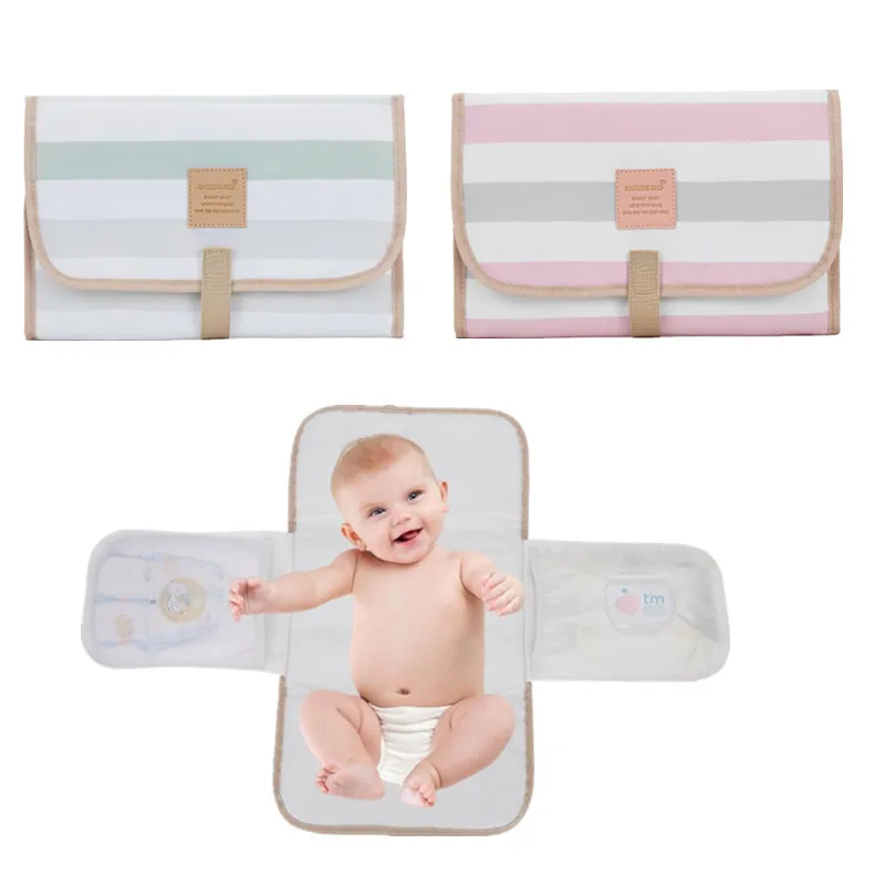 

New Portable Striped Baby Changing Pad Foldable Leak-proof Newborn Diaper Changing Pad Travel Large Baby Nappy Changing Table