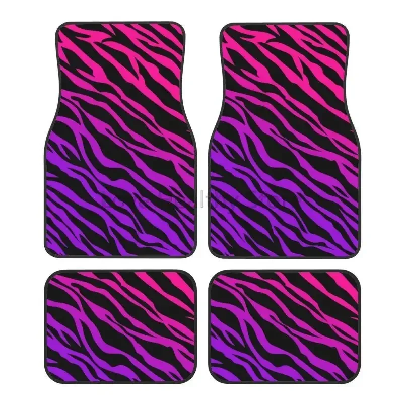 

Gradient Zebra Pattern Car Floor Mats Set 4 Pcs Universal Non Slip Foot Mats Carpets Rugs Auto Interior Protector For Sedan SUV