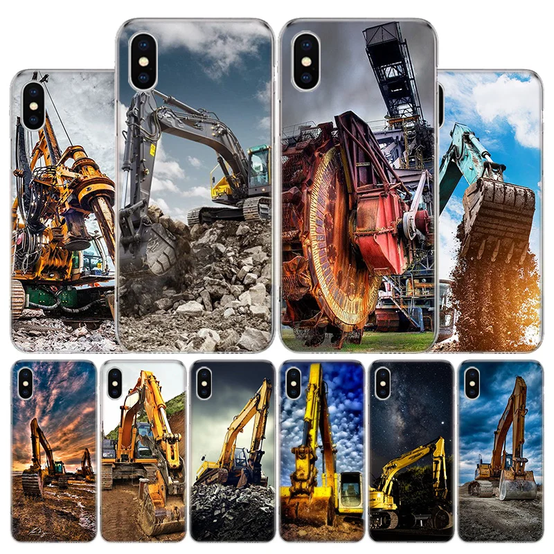 Excavating Machinery Bulldozer Man Phone Case For Apple iPhone 11 12 13 14 15 16 Pro Max 7 X XS 8 Plus + Mini SE Customized Prin