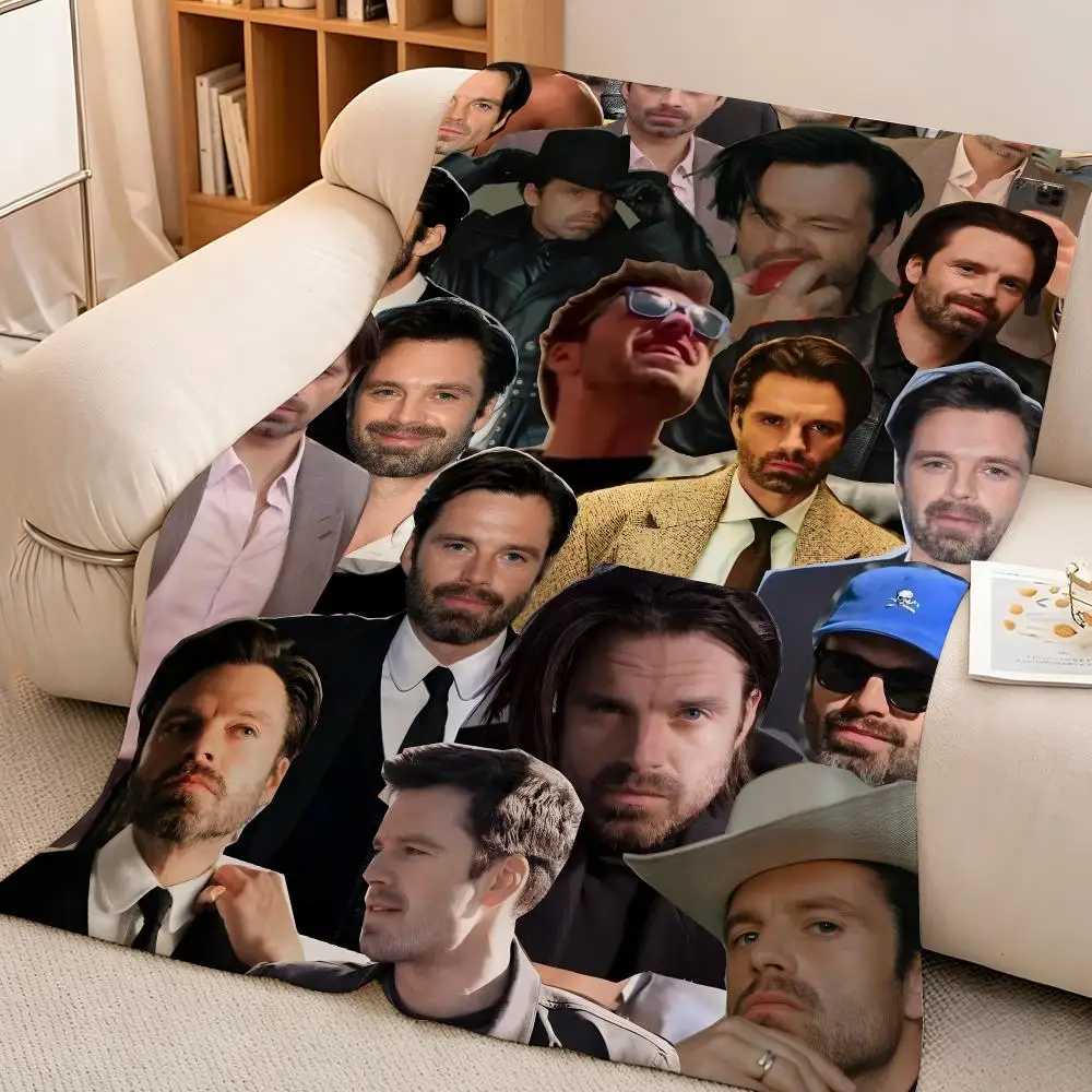 Actor S-Sebastian Stan Hollywood Movie Famous Star Throw Soft Warm Flannel Blanket Lightweight for Sofa Bed Couch Travel Adults