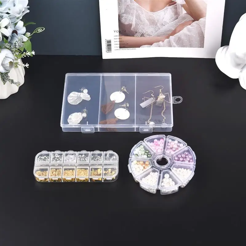 Transparent Plastic Storage Jewelry Box Compartment Adjustable Container For Beads Earring Box For Jewelry Rectangle Box Case