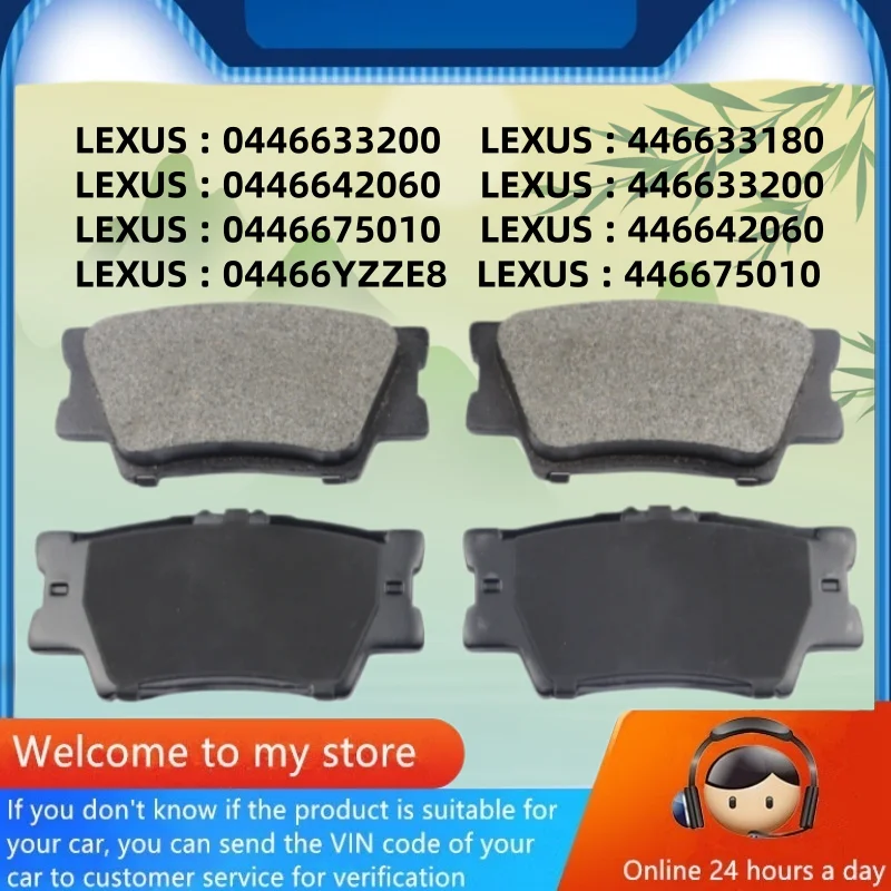

For Lexus ES200 ES250 ES300h ES350 (XV60) ES240 ES300 ES350 (XV40) rear brake pads 0446633200, 0446675010 / Auto Parts -05007