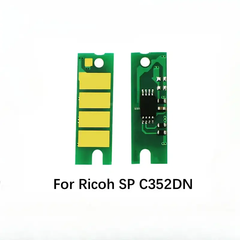 Chips de Cartucho de Tóner de Reinicio Actualizados 407383 407384 407385 407386 para Impresora Ricoh SP C352DN C352, Fabricante Mayorista