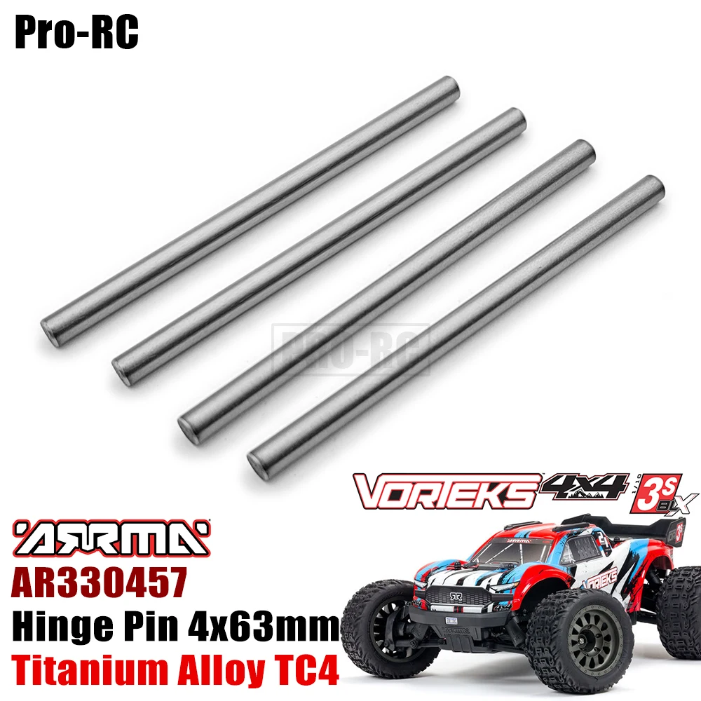 4Pcs 4x63mm Hinge Pin AR330457 Titanium TC4 For Arrma 1/10 VORTEKS 4X4 3S BLX STADIUM TRUCK RTR Rc Parts