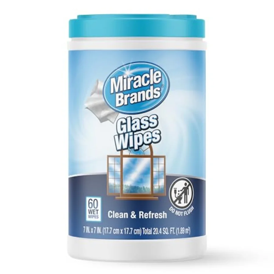 

MiracleWipes for Glass, Disposable and Streak Free Cleaning Wipes for Mirrors, Windows, Kitchen, Home, and Auto