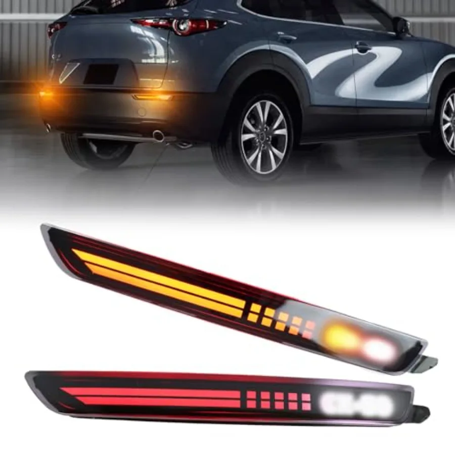 

Smoked LED Rear Bumper Reflectors Fog Brake Tail Light Sequential Turn Signal Lamps Accessories 2020 2021 2022 2023