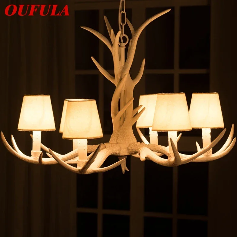 

OUFULA Nordic Antler Pendent Lamp American Retro Living Room Dining Room Villa Coffee Shop Clothing Store Decoration Chandelier