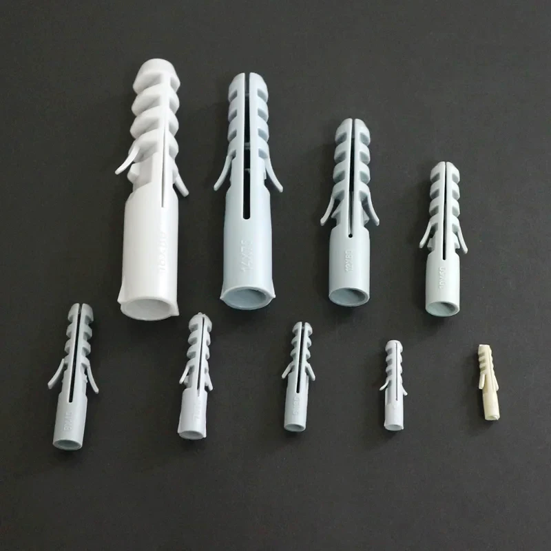 4/5/6/7/8/10/12/14/16MM Expansion Nail Drywall Anchor Screws Self Drilling Wall Plug Plastic Gypsum Boar No Cap Grey Color Wood