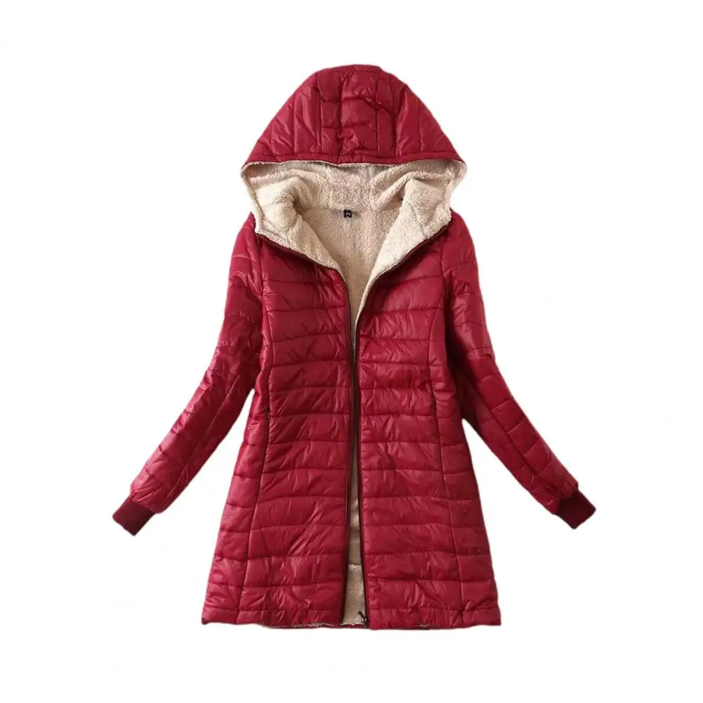 Damesjack Winter Nieuwe Mid-Length Koreaanse Editie Capuchon Plus Fleece Katoenen Jas Warme Lamsfleece Parkas Winterjassen