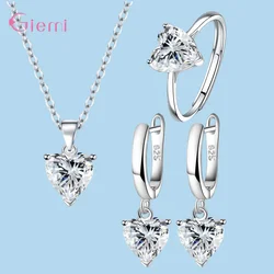 Vendita calda 925 Sterling Silver 2023 nuovo arrivo a forma di cuore colorato intelligente collana orecchini anello set di gioielli per le donne ragazze