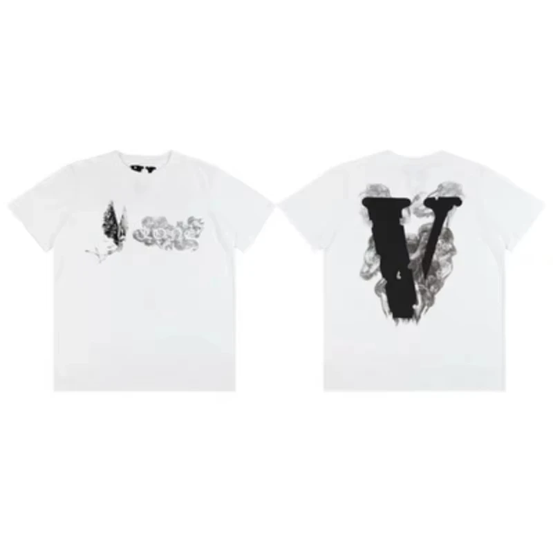 Vlone Short Sleeve T-shirt Men and Women V Country Tide Brand American High Street Retro Half Sleeve T-shirt Summer