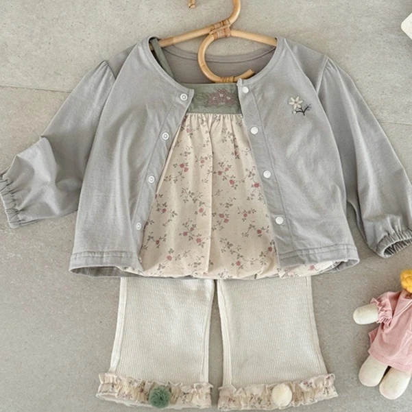 2026 Summer Infant Baby Girls 2 Piece Outfits Floral Print Spaghetti Strap Top & Thin Long Pants Set