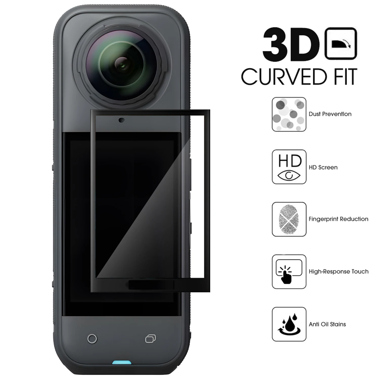 HD Camera Screen Protectors for Insta360 X5 Flexible 3D Curved Protective Films Anti-scratch Waterproof Cover for Insta360 X5