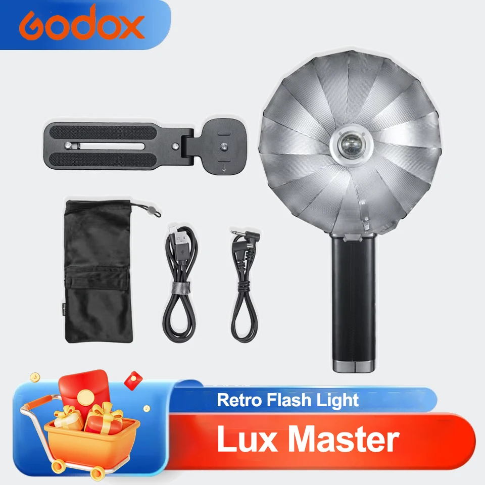 

Godox Lux Master Ретро-вспышка для камеры TTL Беспроводная синхронизация Наклоняемая головка вспышки Универсальные варианты триггера