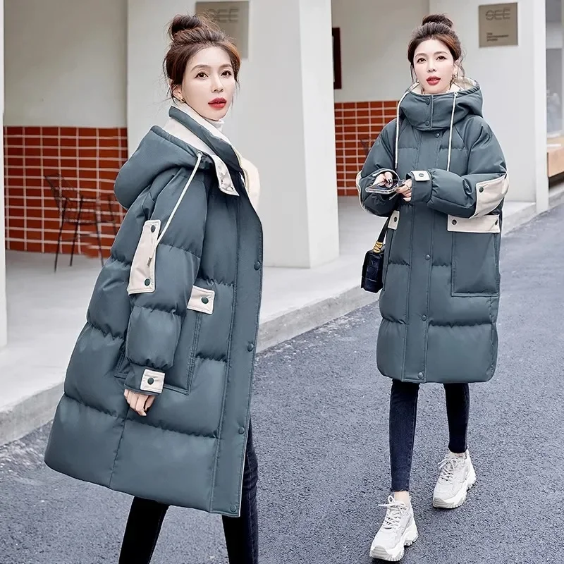 Winter 2027 New Down Cotton Coat Women Parkas Hooded Pai Overcome Long Windbreaker Ladies Fashion Warm Cotton Padded Jacket Tops