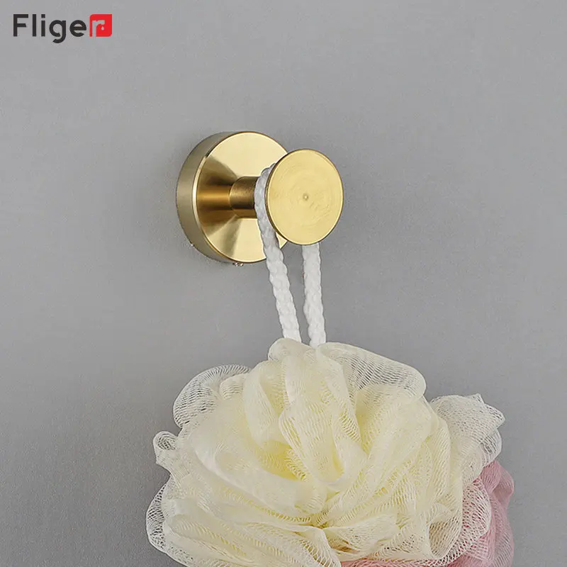 Fliger Stainless Steel Clothes Hook Black Gold Bathroom Towel Hook Drill Coat Hooks Wall Hook Bathroom Accessories