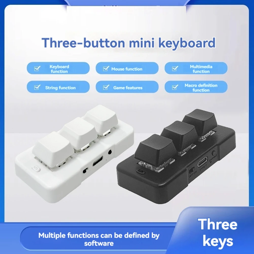 MK321G 3-Key Mini Customized Mechanical Keyboard Blue Switch USB&2.4G Wireless Dual-Mode for OSU Game Multimedia White