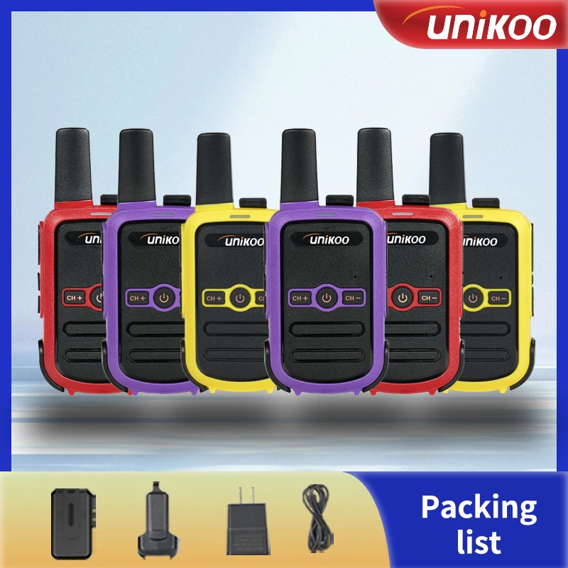 

6 pcs UNIKOO Walkie Talkie UK224C PMR446 FRS Two Way Radio Mini Portable Communication Equipment PTT Radio for Camping Hunting