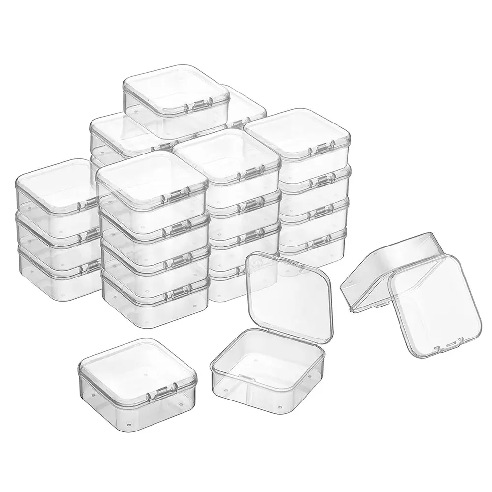 Mini Storage Box Transparent Plastic Storage Box Container Portable Ring Earplugs Packaging Storage Case