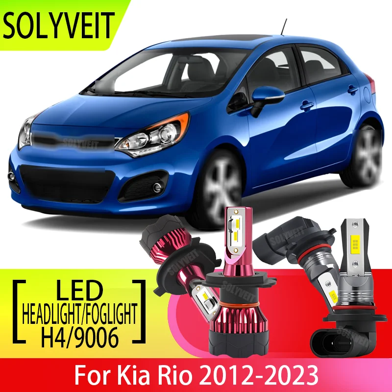 

6000k High Bright LED H4 Headlight Dual Beam 9006 Fog Light Combo For Kia Rio 2012 2013 2014 2015 2016 2017 2018 2019-2023