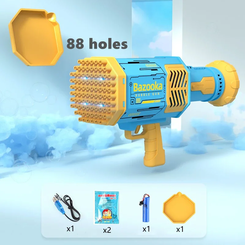 69 Holes Bubble Gun Soap Maker Machine Guns Automatic Rocket With LED 88 Holes Light Gatlin Bubbles Blower Outdoor Toys