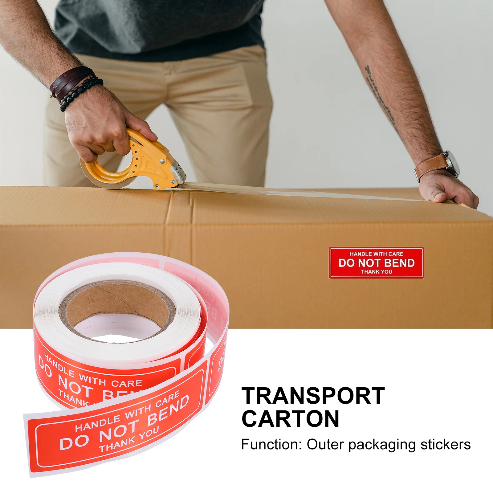 150pcs Handle With Care Warning Stickers Fragile Label Do Not Bend Adhesive Shipping Labels Bright Red Background Easy Peel