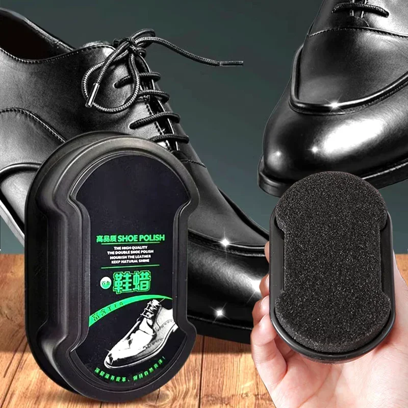 1-4 Pcs Quick Shoe Polish Leather Cleaner Brush Brightening Cleaning Double-sided Sponge Maintenance Colorless Liquid Shoes Wax