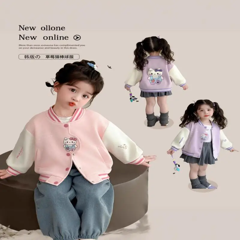 

Горячие топы Sanrio Hello Kitty Kawaii Y2K, модная детская одежда в стиле аниме, весна и осень 2024, новый стиль, корейская версия, повседневная