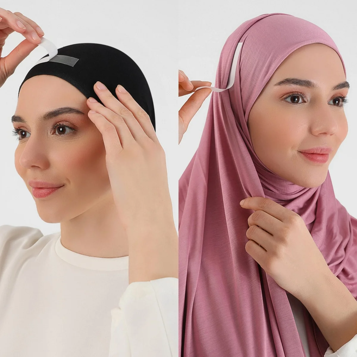 1 حزمة (36 قطعة) اكسسوارات الحجاب المظلة المشكل الشريط مزدوج الوجهين وشاح أشرطة للنساء المسلمات الحجاب الشريط