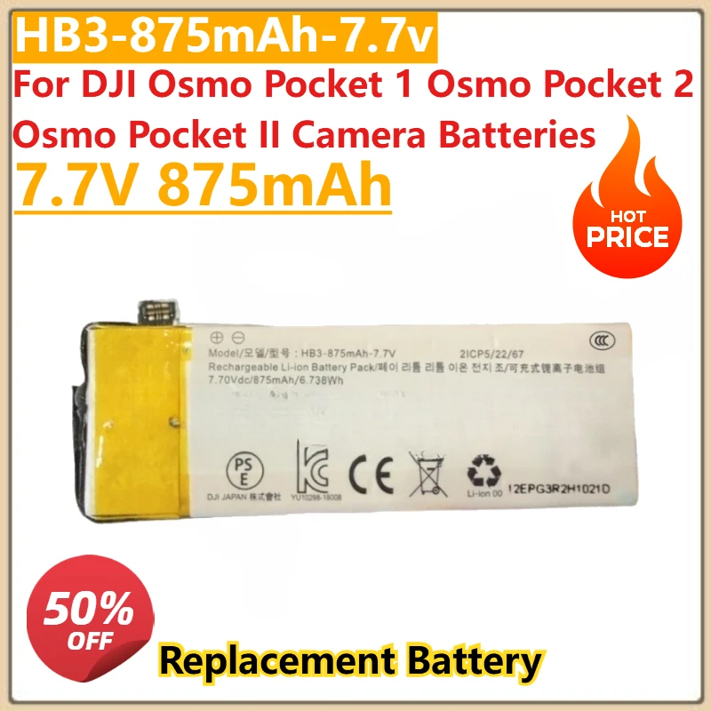 New HB3-875MAH-7.7V Replacement Battery for DJI Osmo Pocket 1 Osmo Pocket 2 Osmo Pocket II Camera Batteries