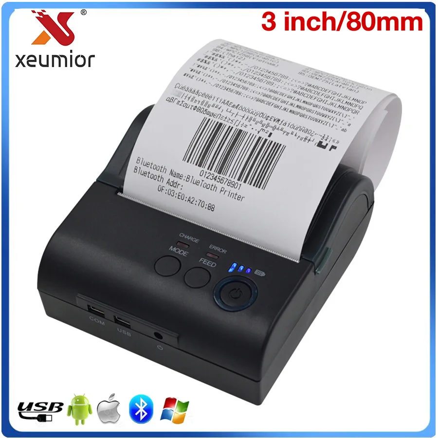 80mm Handheld Thermal Printers Android IOS Bluetooth Billing Printer Mini Mobile Portable Smartphone Printer for Taxi ZJ-8001