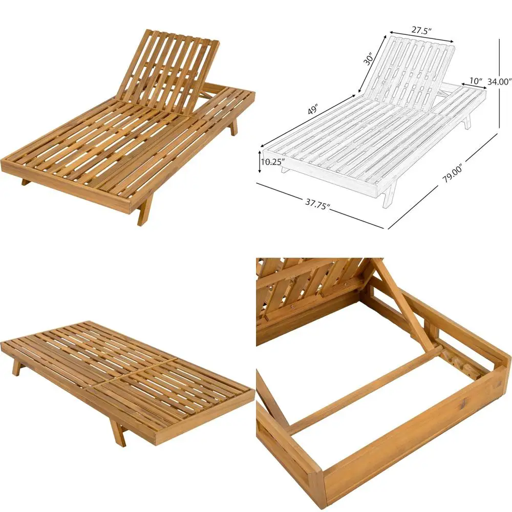 

Шезлонг из акации для улицы, 79-дюймовое кресло-реклайнер для бассейна, регулируемый диван-шезлонг для сада или двора