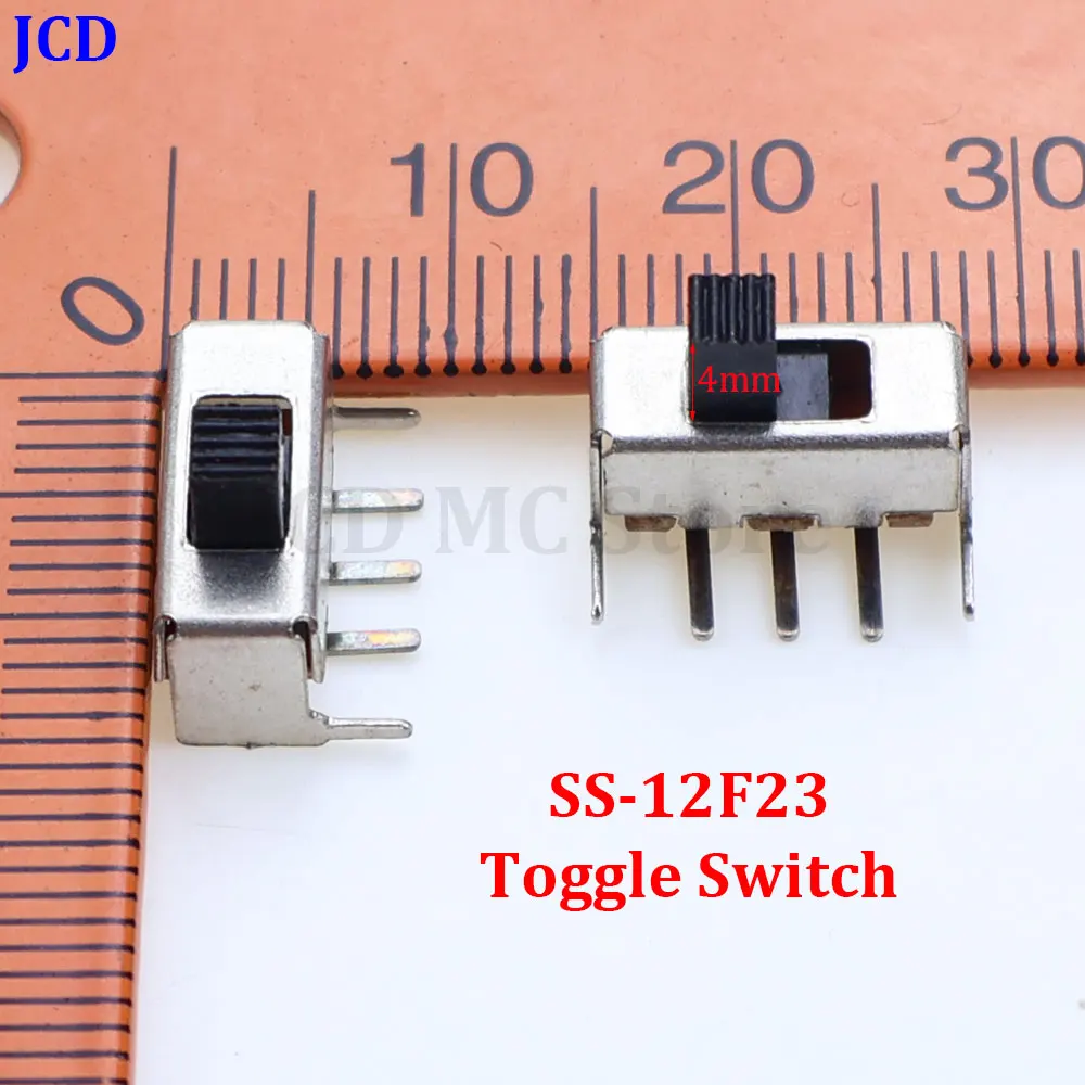 

10-50PCS SS12F23 Toggle Switch SS12F23VG4 0.5A 50V Toggle Switch 3PIN 1P2T 90 Degree Curved Needle Slide Switch Handle high 4mm