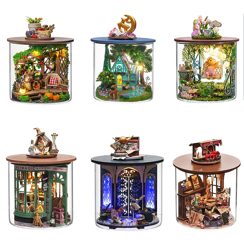 

Mini Doll Houses DIY Kits Dream Bottle Making Assembling Room Models Toys Home Bedroom Decorations With Furniture Wooden Crafts