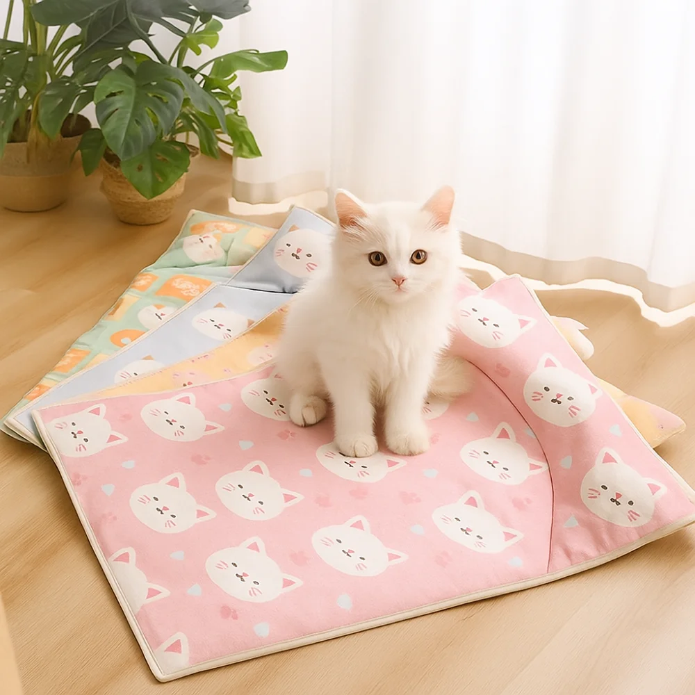 

Cartoon Pattern Cooling Pet Mat Scratch Resistant Ice Silk Pet Cooling Pad Washable Breathable Dog Mat Pet Supplies