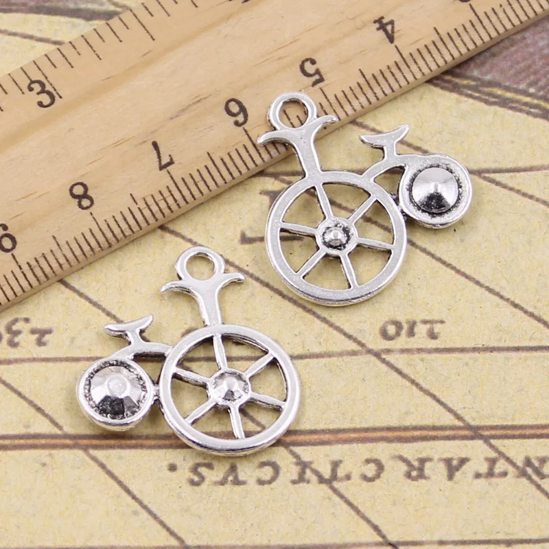 15pcs Charms Bike Bicycle 26x25mm Antique Silver Color Pendants Making DIY Handmade Tibetan Finding Jewelry Crafts