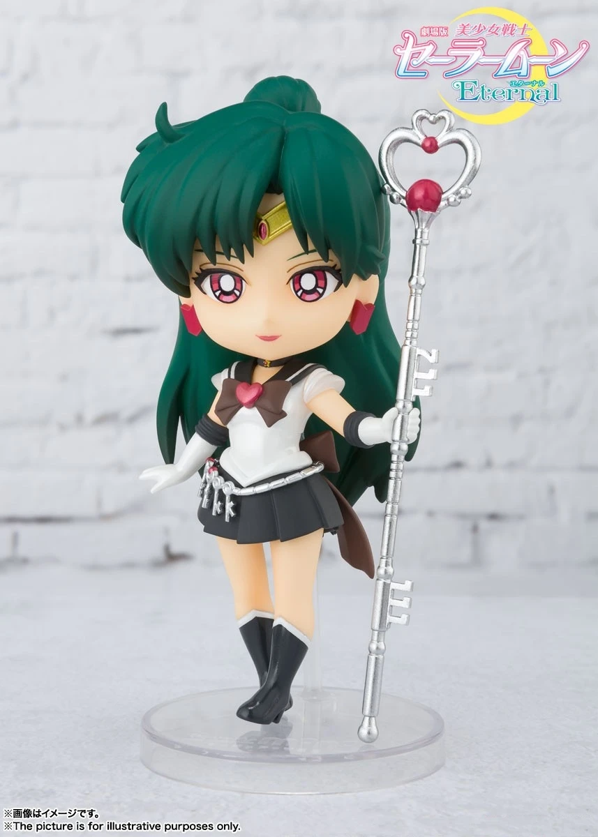 BANDAI Sailor MoonS Action Figures Meiou Setsuna Q-version Active Joint Figures Figuarts Mini Standing Doll Toys Original