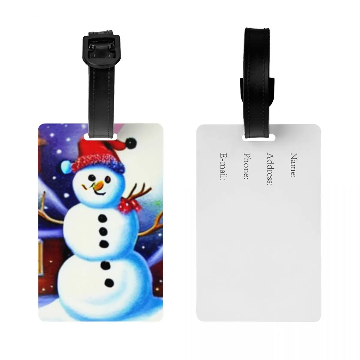 Custom Christmas Snowman Luggage Tags for Suitcases Funny New Year Gnome Baggage Tags Privacy Cover Name ID Card