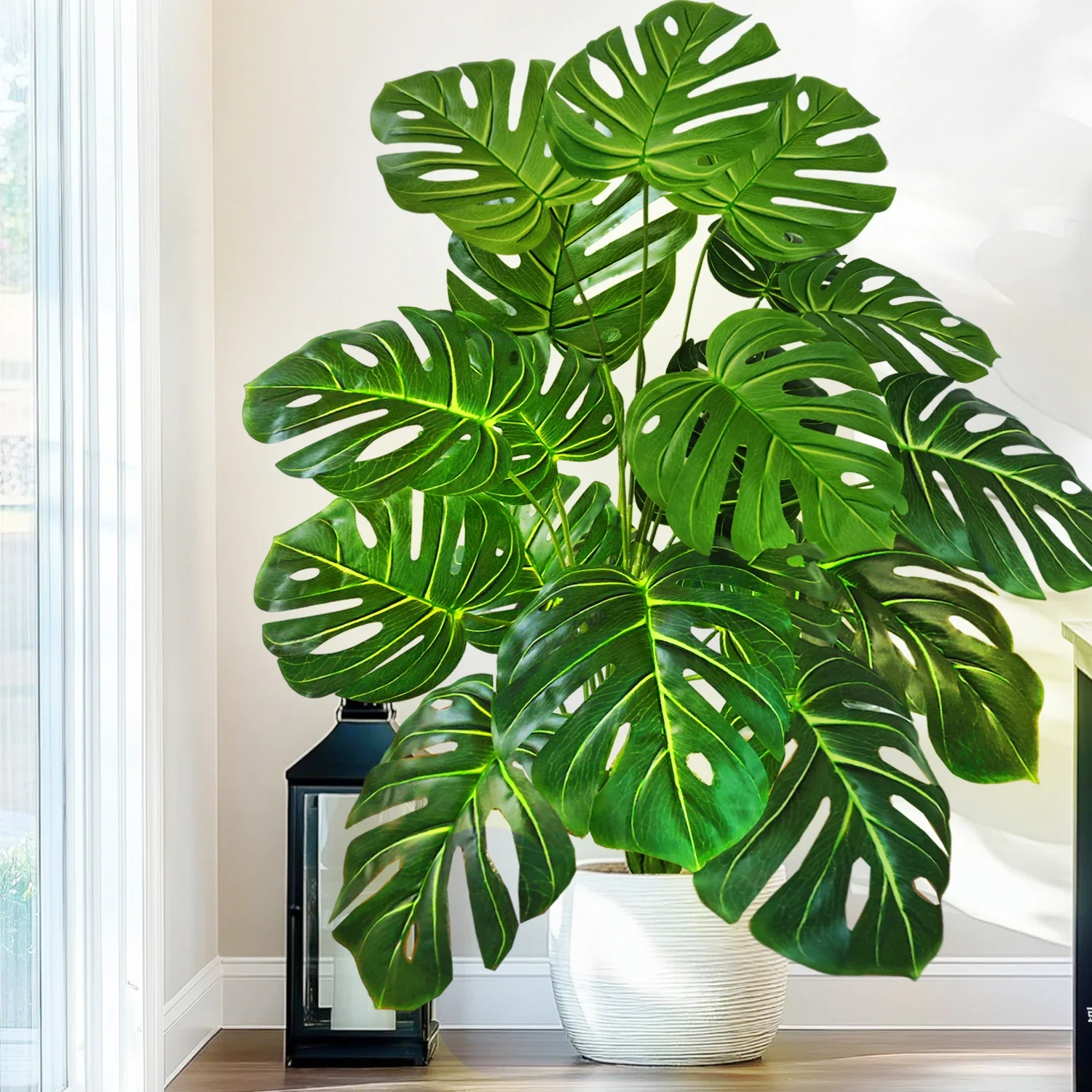 Hochwertige 76/86CM Künstliche Monstera-Pflanze, Falsche Palme, Plastik-Schildkrötenblatt, Grüne Pflanze für Heim, Garten, Zimmer und Bürodekoration – Detail 6