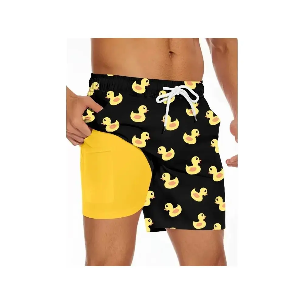 

Men's Printed Swim Trunks with Pockets, Stylish Beach Shorts for Summer Parties