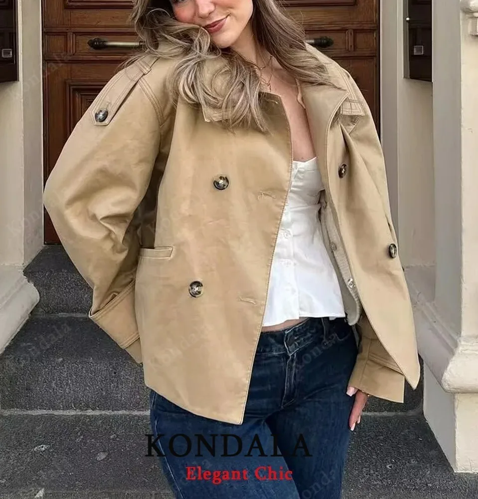 KONDALA Frauen Stehkragen Kurze Windjacke Straße Casual Taste Jacke Mantel 2025, Frühling Herbst Mode Elegante Dame Jacke
